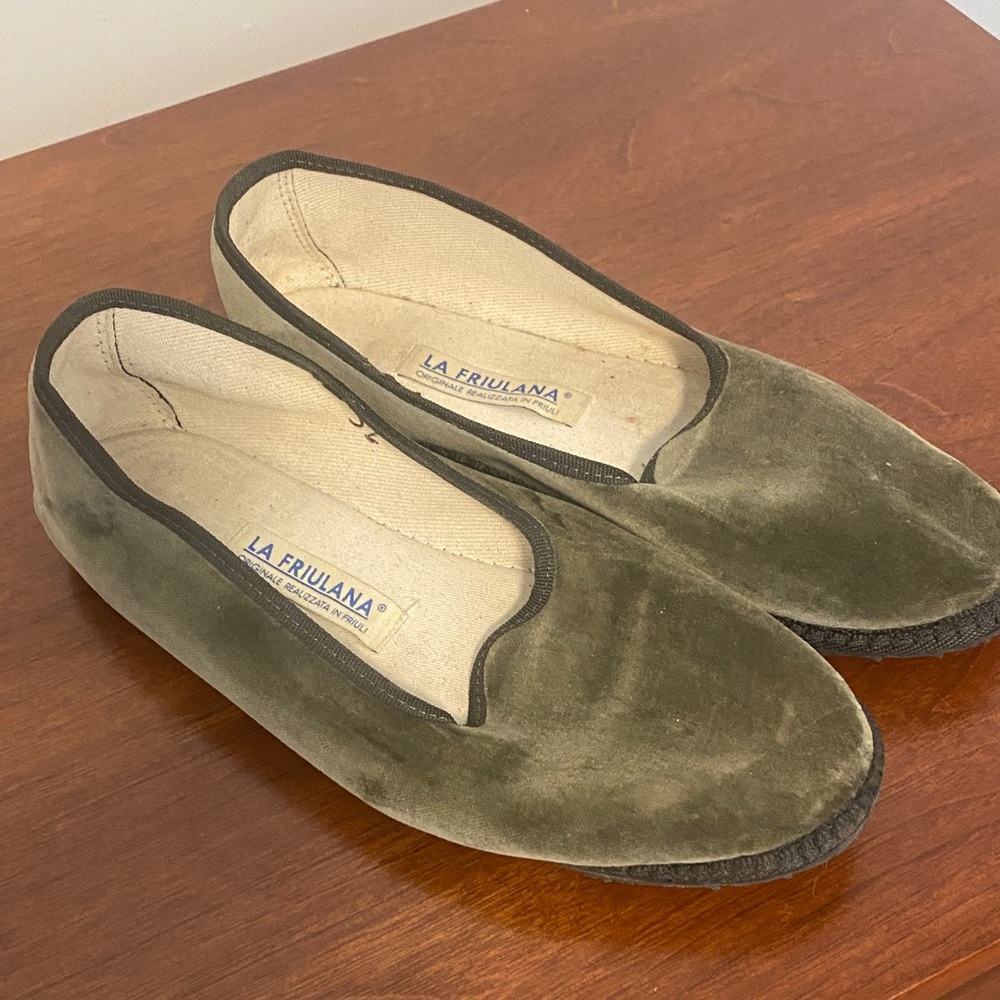 Olive Velvet Loafers